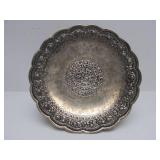 Large Antique Silver Cambodian Ceremonial Dish on Stand