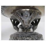 Large Antique Silver Cambodian Ceremonial Dish on Stand