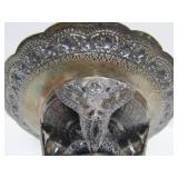 Large Antique Silver Cambodian Ceremonial Dish on Stand