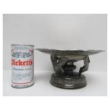 Large Antique Silver Cambodian Ceremonial Dish on Stand