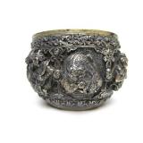 Outstanding Antique Signed Burmese Relief Silver Bowl - Genuine Silver