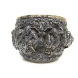 Outstanding Antique Signed Burmese Relief Silver Bowl - Genuine Silver