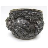 Outstanding Antique Signed Burmese Relief Silver Bowl - Genuine Silver