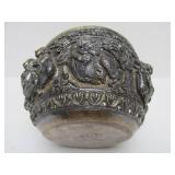 Outstanding Antique Signed Burmese Relief Silver Bowl - Genuine Silver