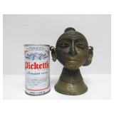 Lovely Antique India Brass/Bronze Gauri Head Bust Sculpture