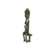 Small Antique Benin Bronze Mother & Child Sculpture
