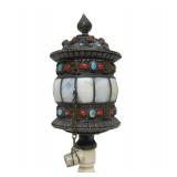 Exceptional Old Bone & Ornate Silver Tibetan Prayer Wheel