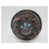 Exceptional Old Bone & Ornate Silver Tibetan Prayer Wheel