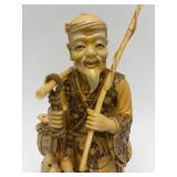 Carved Vintage Faux Ivory or Bone Oriental Figure #12