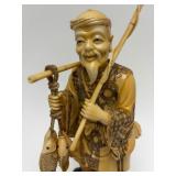 Carved Vintage Faux Ivory or Bone Oriental Figure #12