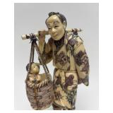 Carved Vintage Faux Ivory or Bone Oriental Figure #9