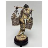 Carved Vintage Faux Ivory or Bone Oriental Figure #9