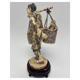 Carved Vintage Faux Ivory or Bone Oriental Figure #9