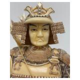 Carved Vintage Faux Ivory or Bone Japanese Samurai Figure #3