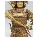 Carved Vintage Faux Ivory or Bone Japanese Samurai Figure #3