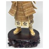 Carved Vintage Faux Ivory or Bone Japanese Samurai Figure #3