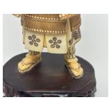 Carved Vintage Faux Ivory or Bone Japanese Samurai Figure #3