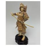 Carved Vintage Faux Ivory or Bone Japanese Samurai Figure #3