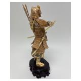 Carved Vintage Faux Ivory or Bone Japanese Samurai Figure #3