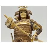 Carved Vintage Faux Ivory or Bone Japanese Samurai Figure #3