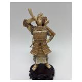 Carved Vintage Faux Ivory or Bone Japanese Samurai Figure #1