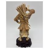 Carved Vintage Faux Ivory or Bone Japanese Samurai Figure #1