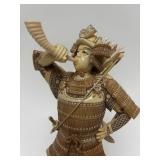 Carved Vintage Faux Ivory or Bone Japanese Samurai Figure #1