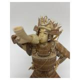 Carved Vintage Faux Ivory or Bone Japanese Samurai Figure #1