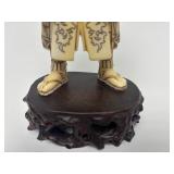 Carved Vintage Faux Ivory or Bone Japanese Samurai Figure #1