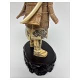 Carved Vintage Faux Ivory or Bone Japanese Samurai Figure #2