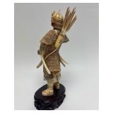 Carved Vintage Faux Ivory or Bone Japanese Samurai Figure #2