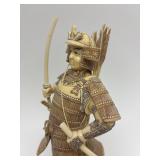 Carved Vintage Faux Ivory or Bone Japanese Samurai Figure #2