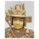 Carved Vintage Faux Ivory or Bone Japanese Samurai Figure #2