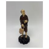 Carved Vintage Faux Ivory or Bone/Wood Oriental Figure #10