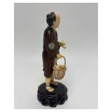 Carved Vintage Faux Ivory or Bone/Wood Oriental Figure #10