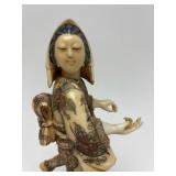 Carved Vintage Faux Ivory or Bone Oriental Figure #4