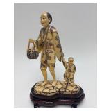 Carved Vintage Faux Ivory or Bone Oriental Figure #8