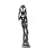 Excellent Large Vintage Carved Hardwood Makonde Spirit Sculpture #4