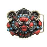 Old Jeweled Silver Tibetan Buckle