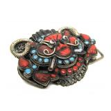 Old Jeweled Silver Tibetan Buckle
