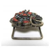 Old Jeweled Silver Tibetan Buckle
