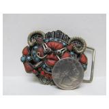 Old Jeweled Silver Tibetan Buckle