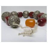 Antique Yemeni Bedouin LARGE Silver & Amber Bead Necklace