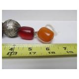 Antique Yemeni Bedouin LARGE Silver & Amber Bead Necklace