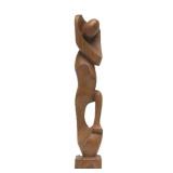 Hand Carved Signed Modernist Wood Figural Sculpture by Artist Luis Potosi