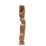 Hand Carved Signed Modernist Wood Figural Sculpture by Artist Luis Potosi