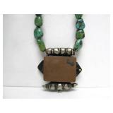Antique Tibetan Gau / Prayer Box Necklace w/Silver Turquoise & Coral