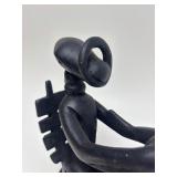 Carved Wood Vintage African Masked Figural Sculpture - In the Style of Henry Moore