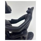 Carved Wood Vintage African Masked Figural Sculpture - In the Style of Henry Moore