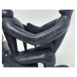 Carved Wood Vintage African Masked Figural Sculpture - In the Style of Henry Moore